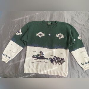 HANDMADE 90’s Vintage Dog Sled Sweater 100% Cotton - Men’s XL
